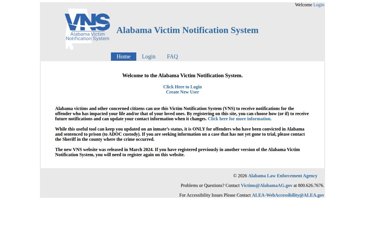 Blount County VINE arrest check Alabama VNS official coverage screen