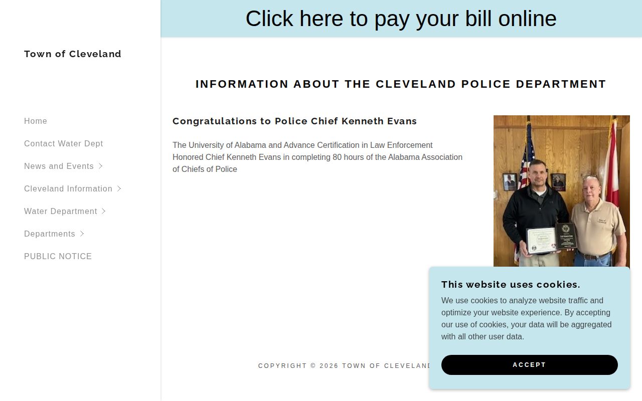 Blount County Cleveland Police Department page for arrest record routing